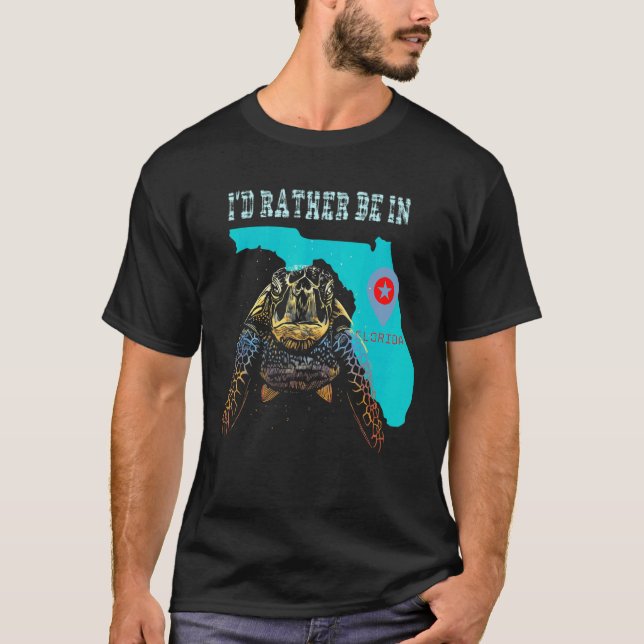 Camiseta Preferiría Estar En Florida Tortoise Mar Tribal de (Anverso)