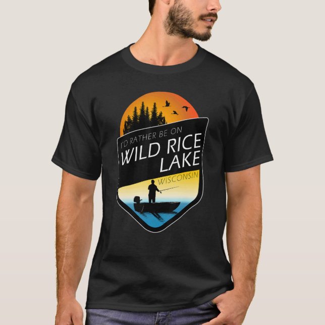 Camiseta Preferiría Estar En Pesca Del Lago De Arroz Salvaj (Anverso)