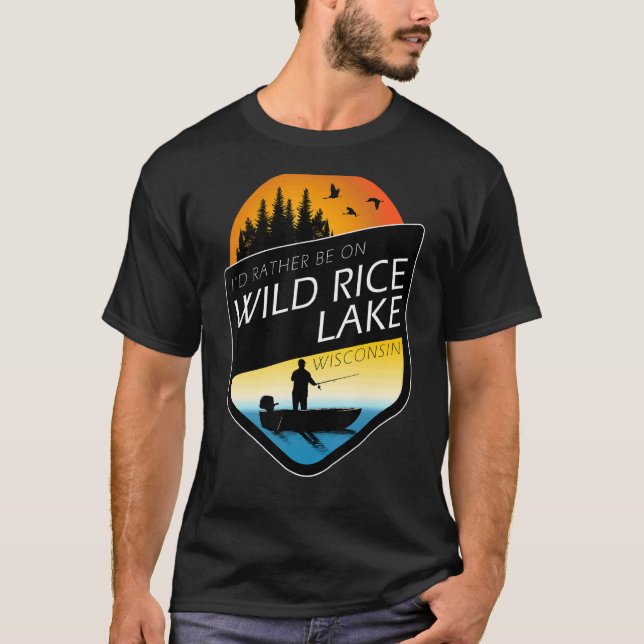 Camiseta Preferiría Estar En Pesca Del Lago De Arroz Salvaj (Anverso)