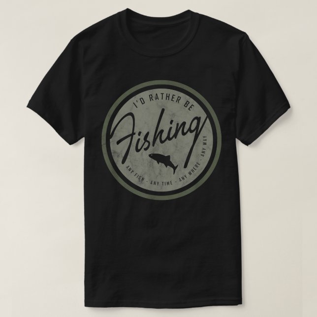 Camiseta Preferiría Estar Pescando Camiseta, Retro Molesto  (Diseño del anverso)