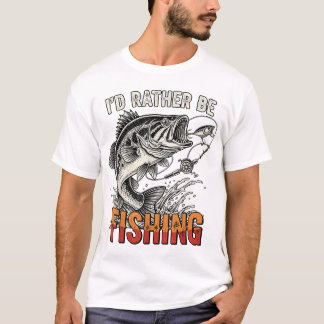 Camiseta Preferiría Estar Pescando Papel Gráfico