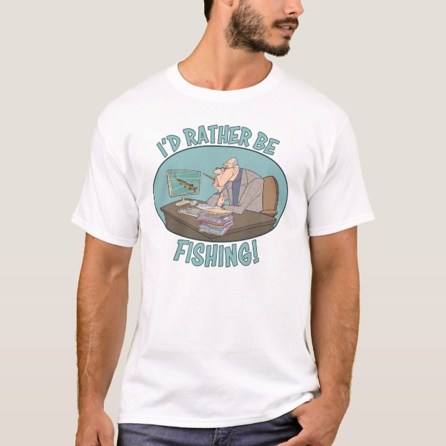 Camiseta Preferiría Estar Pescando Personalizado colorido (Anverso)