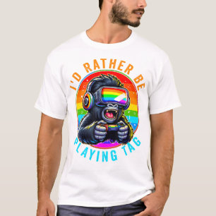 Camiseta Preferiría Jugar A La Etiqueta Gorila De La Etique