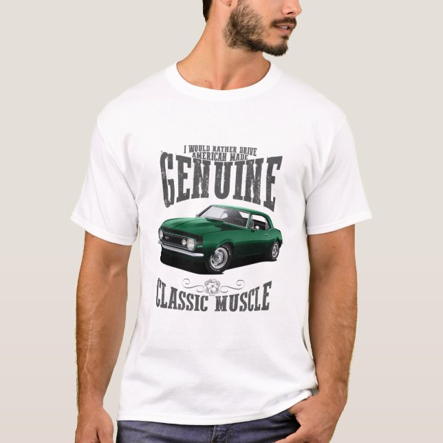 Camiseta Prefiero conducir un Camaro Verde (Anverso)