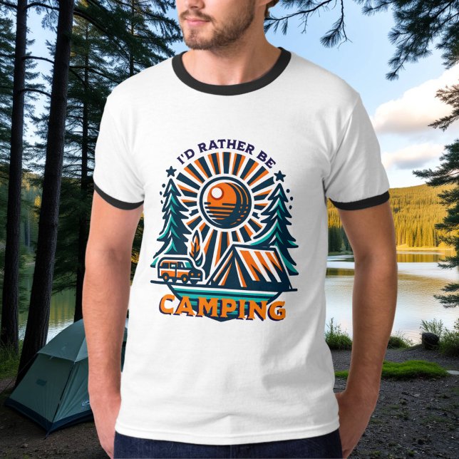 Camiseta Prefiero estar acampando vibraciones antiguas (Subido por el creador)