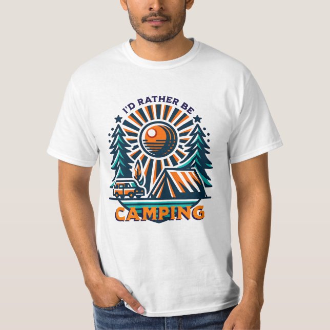 Camiseta Prefiero estar acampando vibraciones antiguas (Anverso)