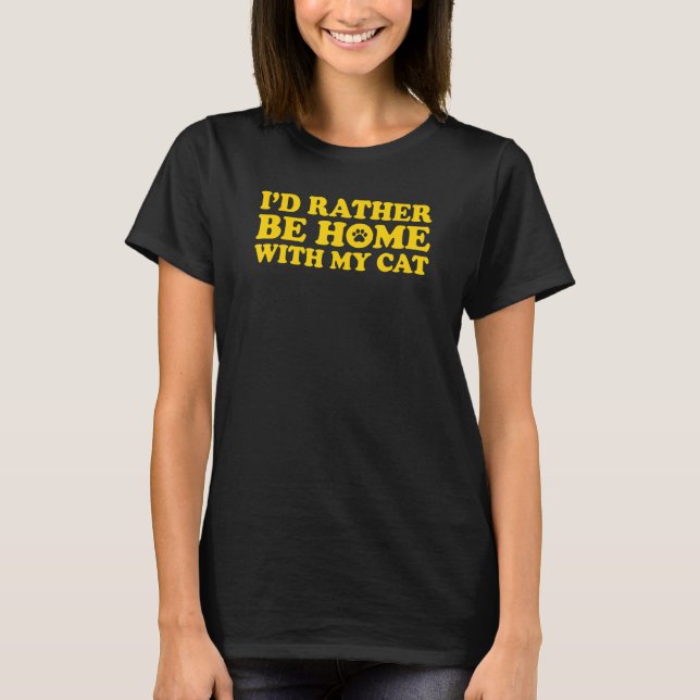 Camiseta Prefiero estar en casa con mi gato 4 (Anverso)