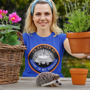 Camiseta Prefiero estar en casa en mi jardín Cute Hedgehog