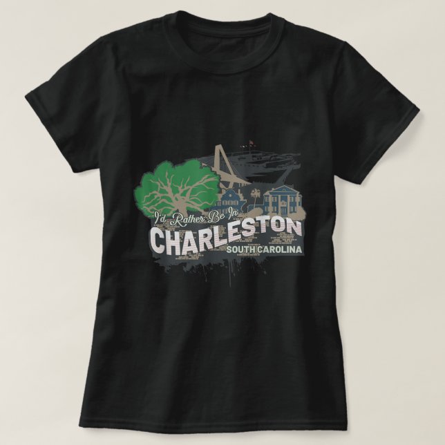 Camiseta Prefiero estar en Charleston South Carolina Vintag (Diseño del anverso)
