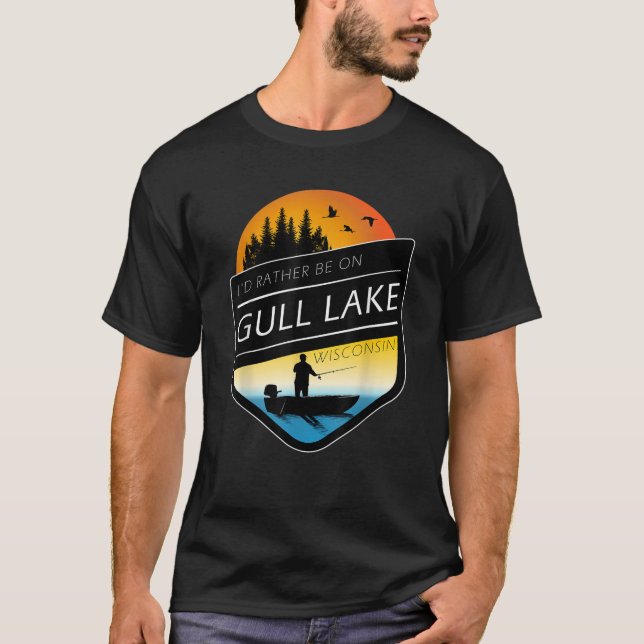 Camiseta Prefiero estar en el lago Wisconsin Sunset Fishin (Anverso)
