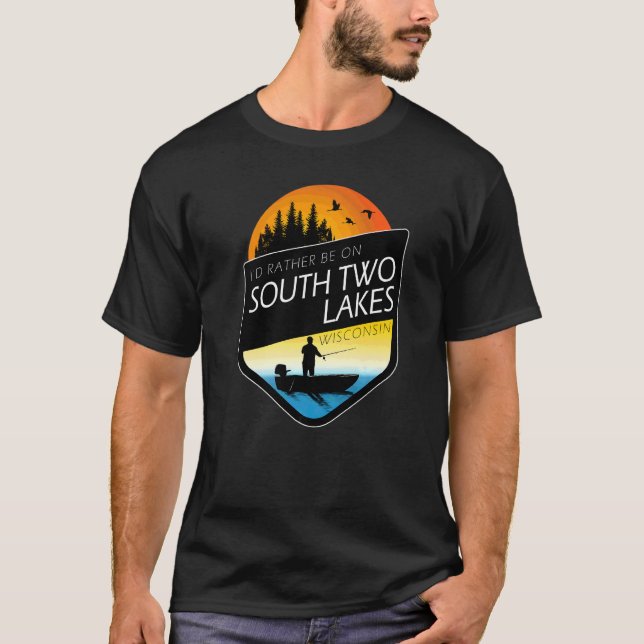 Camiseta Prefiero estar en el sur de dos lagos pescando Wis (Anverso)