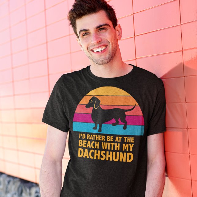 Camiseta Prefiero estar en la playa con My Dachshund (Subido por el creador)