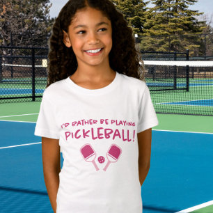Camiseta Prefiero Estar Jugando Pickleball Rosa Lindo Femen