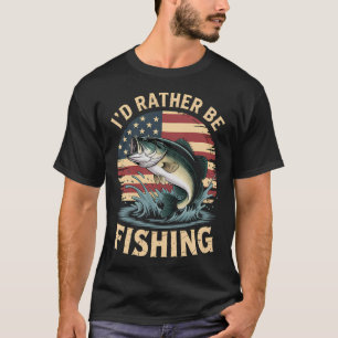 Camiseta Prefiero estar pescando - Diseño de lubina de pesc
