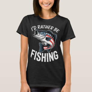 Camiseta Prefiero estar pescando - Diseño de lubina de pesc
