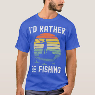 Camiseta Prefiero Estar Pescando Pescador Retro Sunset Mens