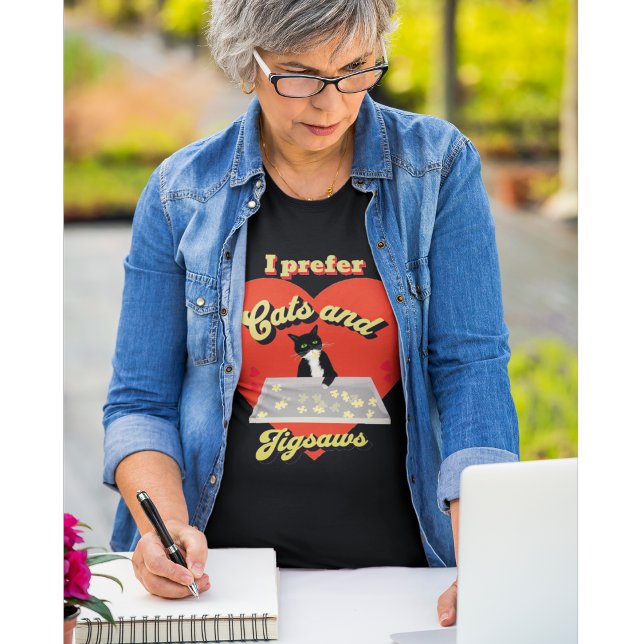 Camiseta Prefiero gatos y jigsaws (Subido por el creador)