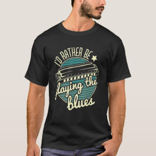 Camiseta Prefiero Jugar Al Blues Harmonica Player H