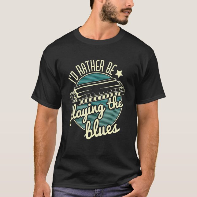 Camiseta Prefiero Jugar Al Blues Harmonica Player H (Anverso)