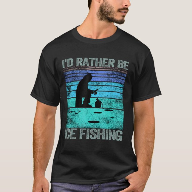 Camiseta Prefiero ser el retro de pesca del hielo 1 (Anverso)