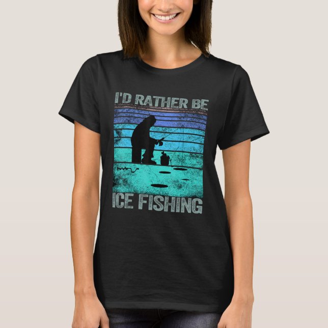 Camiseta Prefiero ser el retro de pesca del hielo 1 (Anverso)