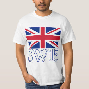 Camiseta Prefijo postal SW15 de Londres con Union Jack