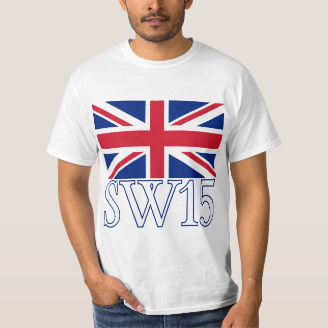 Camiseta Prefijo postal SW15 de Londres con Union Jack (Anverso)