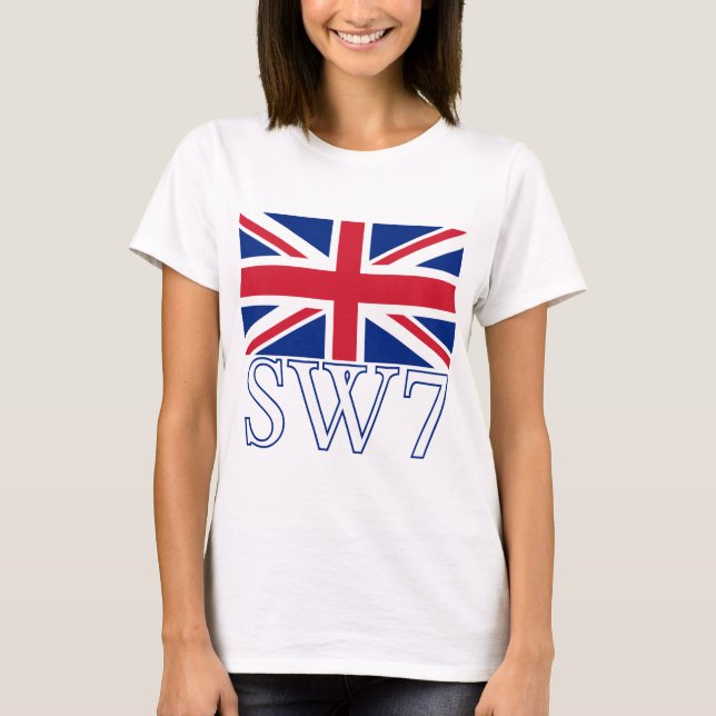 Camiseta Prefijo postal SW7 de Londres con Union Jack (Anverso)