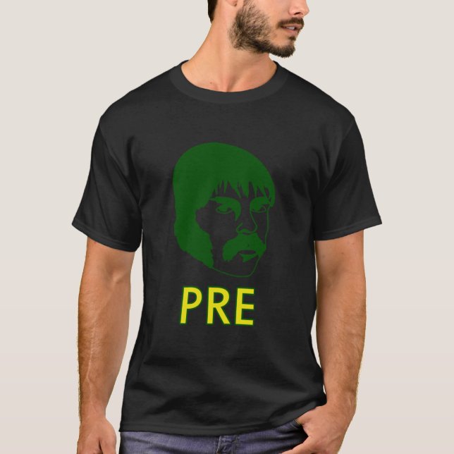Camiseta Prefontaine entre el país y la pista en funcionami (Anverso)