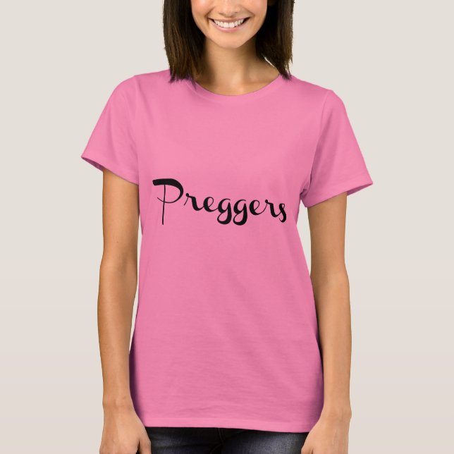 Camiseta Preggers Script Black Funny (Anverso)