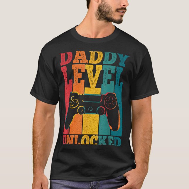 Camiseta Pregnancy Announcement Dad Level Unlocked New Dadd (Anverso)