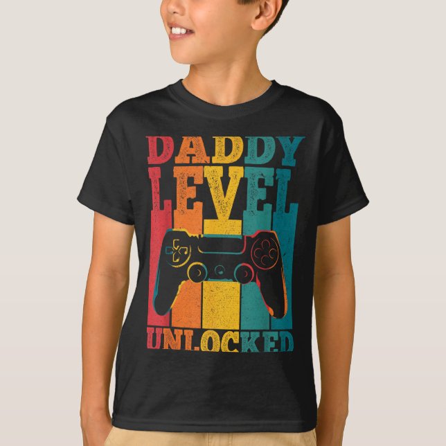 Camiseta Pregnancy Announcement Dad Level Unlocked New Dadd (Anverso)