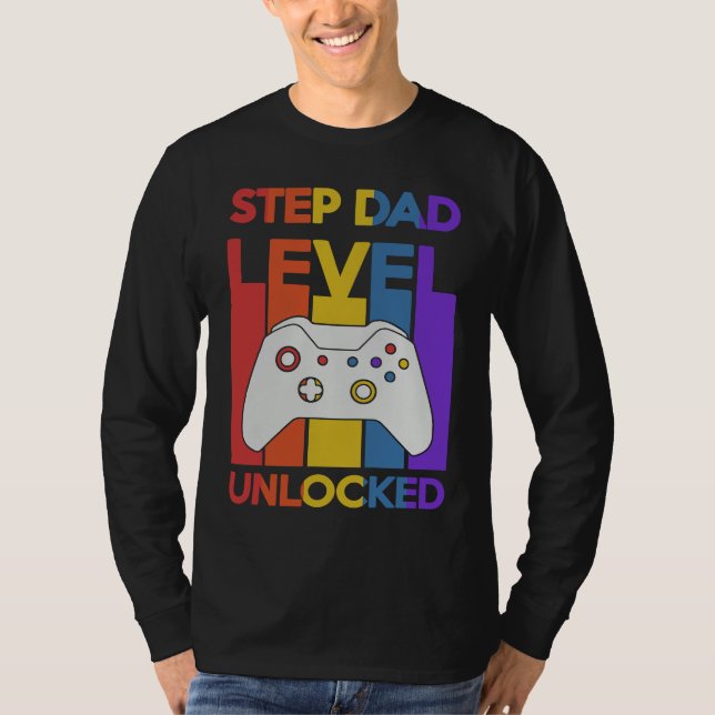 Camiseta Pregnancy Announcement Step Dad Level Unlocked Soo (Anverso)