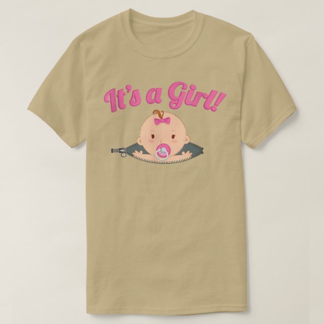 Camiseta Pregnancy , It's A Girl Baby Peeking Out, Zany Bra (Diseño del anverso)