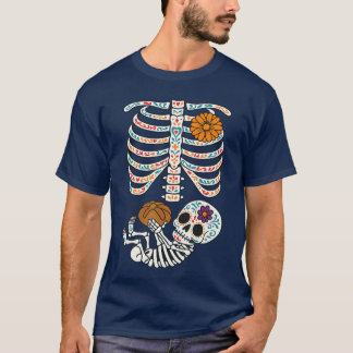 Camiseta Pregnancy Maternity Skeleton with Dia de Muertos G