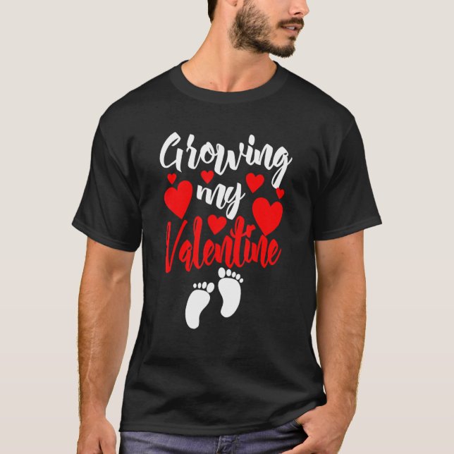 Camiseta Pregnancy Valentine's Day T Shirt Growing My Valen (Anverso)