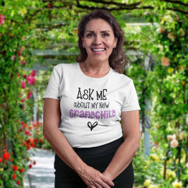 Camiseta Pregúntame por mi nuevo nieto Purpurina de imitaci