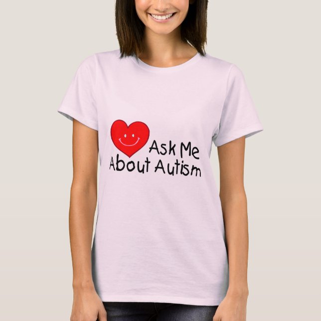 Camiseta Pregúntame sobre autismo (corazón) (Anverso)