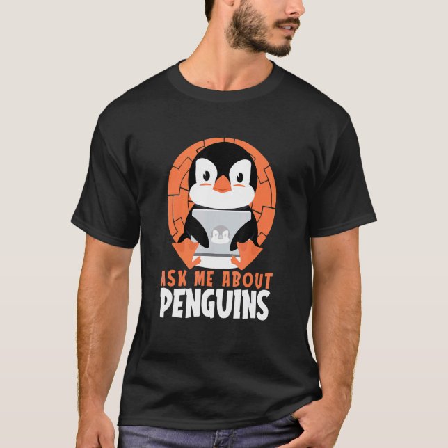 Camiseta Pregúntame sobre el pájaro marino de los pingüinos (Anverso)