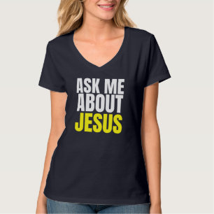 Camiseta Pregúntame sobre JESUS Evangelismo Cristiano Crist