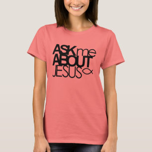 Camiseta Pregúntame sobre Jesus Ringer Shirt