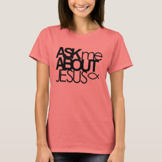 Camiseta Pregúntame sobre Jesus Ringer Shirt