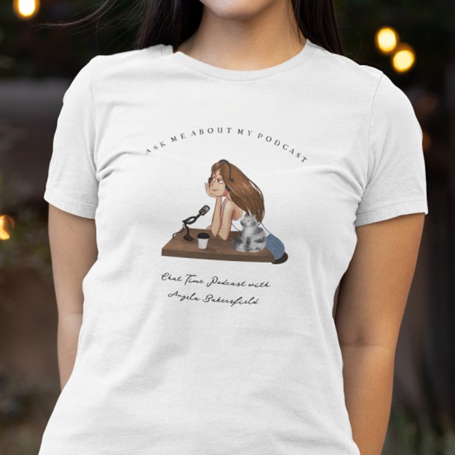 Camiseta Pregúntame sobre mi podcast | Monograma Podcaster (Subido por el creador)