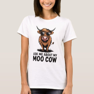 Camiseta Pregúntame sobre mi vaca lunar con gafas de sol