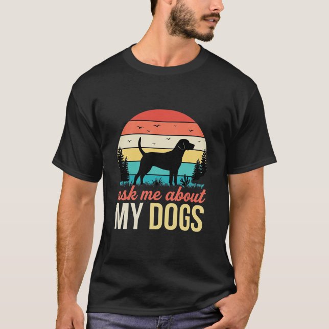 Camiseta Pregúntame sobre mis perros Retro Sunset_1 (Anverso)
