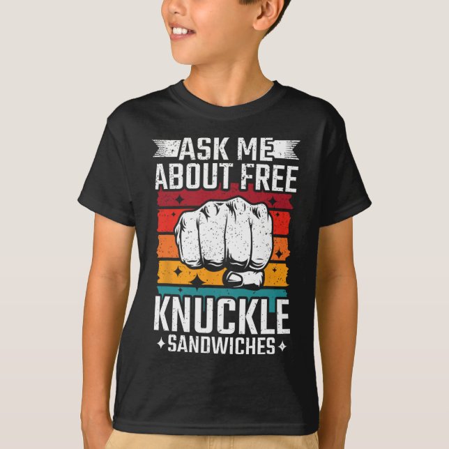 Camiseta Pregúntame sobre sándwiches de Knuckle gratis (Anverso)