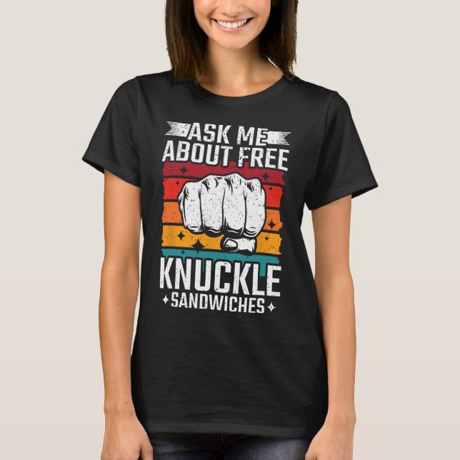 Camiseta Pregúntame sobre sándwiches de Knuckle gratis (Anverso)