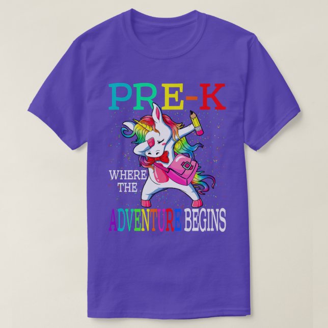 Camiseta PreK Donde Empieza La Aventura Unicornio  (Diseño del anverso)
