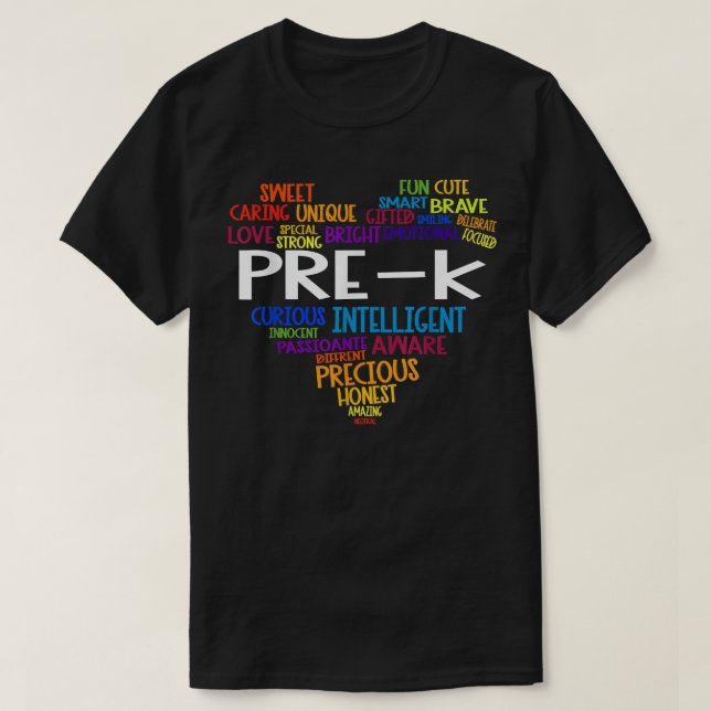 Camiseta PreK Heart Back To School Cute Word Cloud Students (Diseño del anverso)