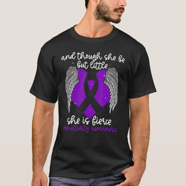 Camiseta Prematurity Awareness Little but Fierce Nicu Purpl (Anverso)